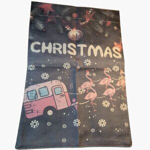 Christmas Pink Flamingo Reindeer Camper Holiday Garden Flag 12x18 Inch